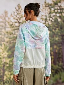 Exploreva Jaket Hoodie Wanita untuk Outdoor dengan Motif Full Print, Resleting Depan, Kasual Serbaguna untuk Harian dan Traveling - Putih - View 3