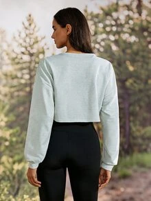 Exploreva Kaos Outdoor Wanita Warna Abu-abu Muda dengan Kerah Setengah Terbuka dan Potongan Pendek - Light Grey - View 3