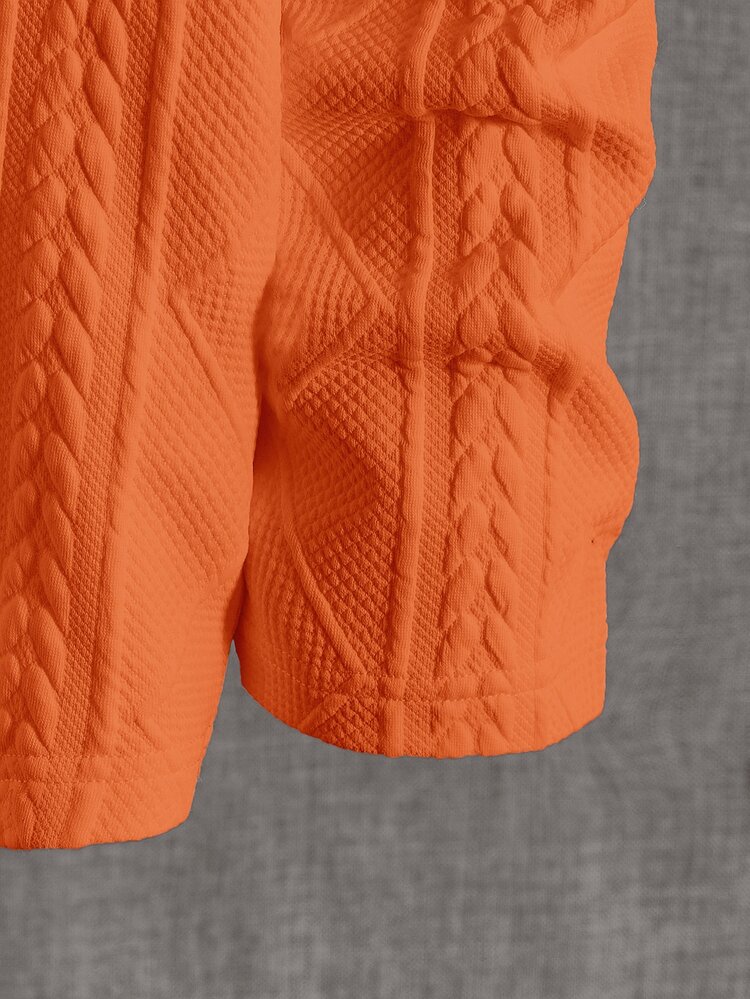 EASEVO Men's Plus Size Loose Knit Wheat Ear Argyle Long Sleeve Crew Neck T-Shirt Halloween Winter Party Autumn - Orange - View 4