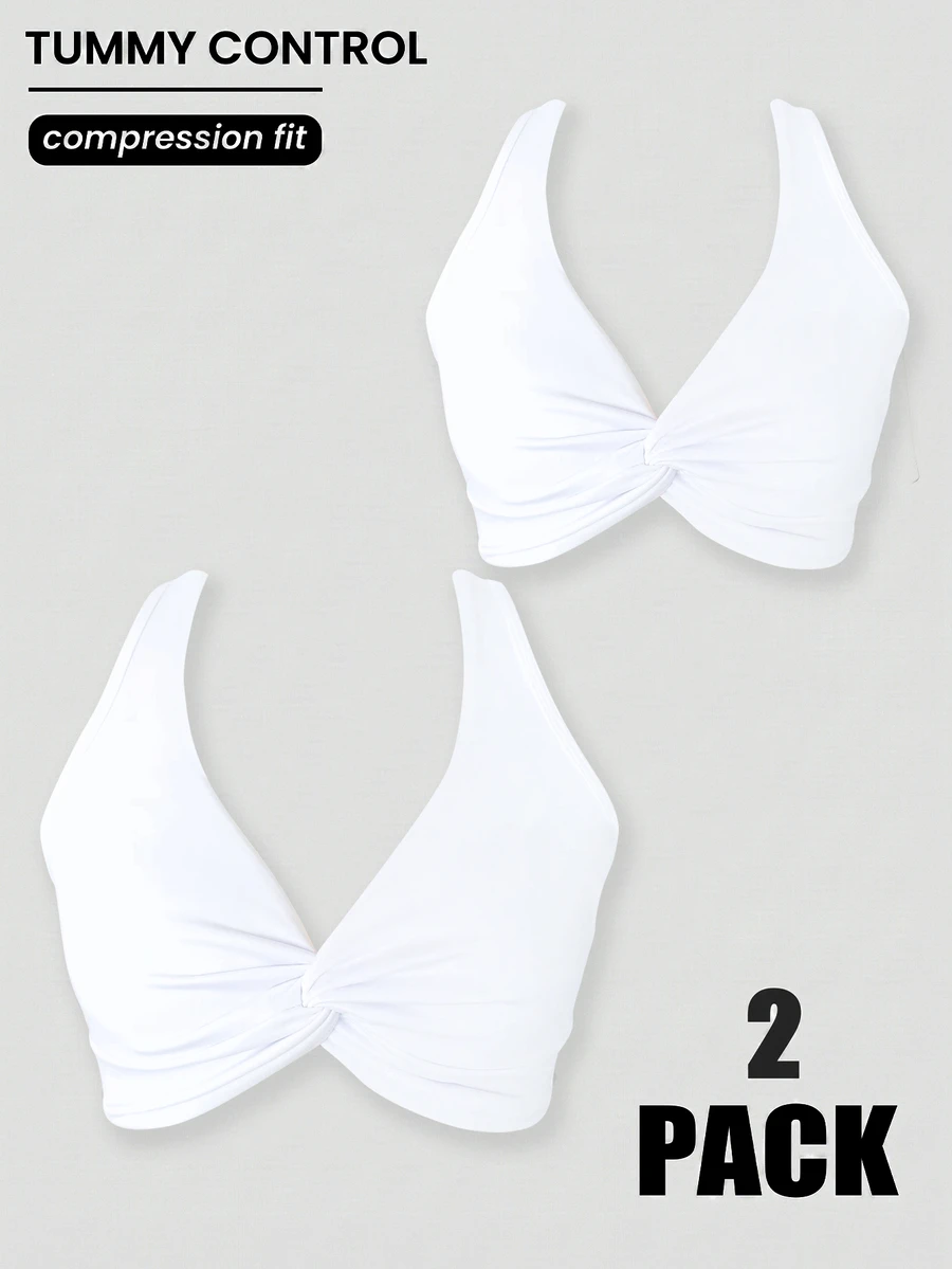 SHEIN Velisys Women's Solid Color Twist Design Daily Fitness Sports Bra - White - View 1