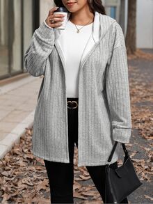 Reflora جاكيت بغطاء رأس مقاس كبير مبطن حراري كاجوال فايريكور غوث ستريت وير، خريف/شتاء نادي حفلة مكتب معلم رمادي - رمادي فاتح - مشاهدة 6