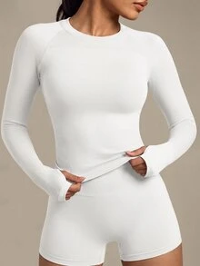 SHEIN Sports Top deportiva sin espalda que absorbe el sudor, transpirable y suave para hacer ejercicio - Blanco - Ver 6