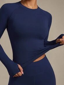 SHEIN Sports Letter Graphic Raglan Sleeve Contrast Mesh Sports Teeworkout Tank Top - Navy Blue - View 6