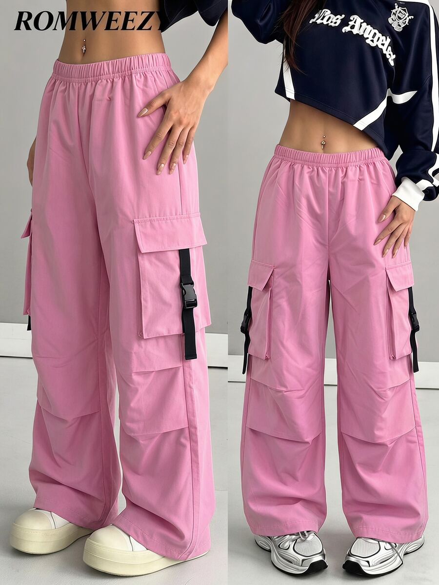 SHEIN Tween Girl Casual Versatile Cargo Pants - Pink - View 1