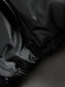 Manfinity Roghcode 男士街頭風拉鍊連帽夾克，字母印花設計，適合外出與日常穿著，送給朋友與男友的禮物，男士拉鍊夾克，男士連帽夾克，秋冬款 - 黑色 - 查看 6
