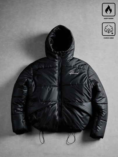 Manfinity Roghcode Men's Streetwear Zipper Hooded Jacket, Letter Print Design, Suitable For Outings And Daily Wear, Gift For Friends And Boyfriend, Men's Zipper Jacket, Men's Hooded Jacket, Autumn/Winter