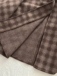 Elamini Women's Regular Short Wool Cape Coat With Belt - Brown - View 7