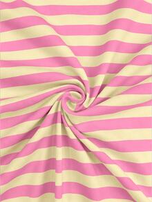 EMERY ROSE Women's Summer Pink & Yellow Striped Two Pieces Outfit, Crew Neck Short Sleeve T-Shirt & Shorts, Sporty Breathable Loungewear Set - Multicolor - View 5