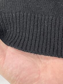 Rusticease Sweater Bergaris Hitam Putih dengan Kerah Kontras, Cocok untuk Kantor, Sehari-hari, Musim Gugur, Kasual, dan Preppy. - Hitam - View 6