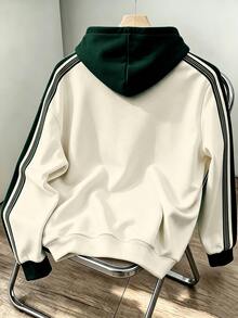 Daypath Men's American Vintage Graphic California Letter Print Autumn Contrast Color Raglan Sleeve Loose Casual Hooded Sweatshirt College White - Multicolor - View 2