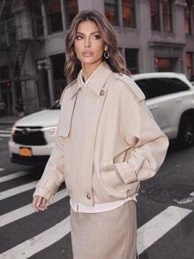 Anewsta Elegant French Casual Women's Regular Jacket, Suitable For Commuting And Casual Outings Office Beige Autumn - Beige - View 5