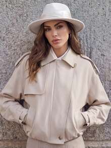 Anewsta Elegant French Casual Women's Regular Jacket, Suitable For Commuting And Casual Outings Office Beige Autumn - Beige - View 7