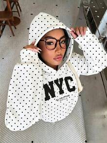 Sweatshirt Kasual Minimalis Longgar Nyaman untuk Remaja Perempuan, Cocok untuk Musim Gugur/Dingin, Gaya Sporty, Tebal - Putih - View 6