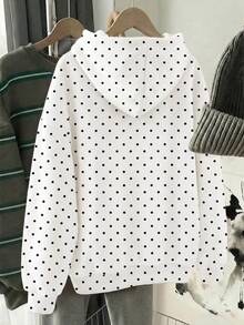 Sweatshirt Kasual Minimalis Longgar Nyaman untuk Remaja Perempuan, Cocok untuk Musim Gugur/Dingin, Gaya Sporty, Tebal - Putih - View 2