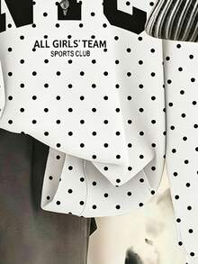 Sweatshirt Kasual Minimalis Longgar Nyaman untuk Remaja Perempuan, Cocok untuk Musim Gugur/Dingin, Gaya Sporty, Tebal - Putih - View 4