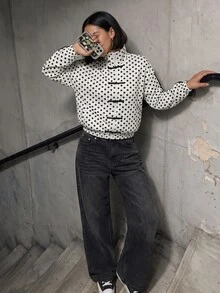 Modelyn Women's Polka Dot Colorblock Casual Versatile Daily Long Sleeve Jacket - Multicolor - View 5