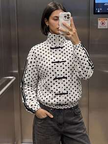 Modelyn Women's Polka Dot Colorblock Casual Versatile Daily Long Sleeve Jacket - Multicolor - View 3