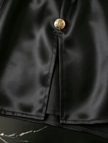 SHEIN Franclia Women's Button Casual Versatile Daily Wear Shorts - Black - View 4