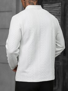 Manfinity CasualCool Men's Casual Solid Textured Polo Shirt, Autumn/Winter - White - View 2