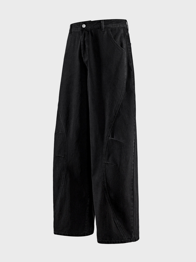 AXEPEAK Herrjeans i tvättad denim med modeknappar och fickor