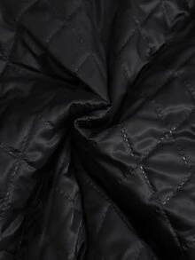 SHEIN جاكيت مبطن سميك بقلنسوة وجيب بغطاء للمراهقات، خريف وشتاء - الأسود - مشاهدة 6