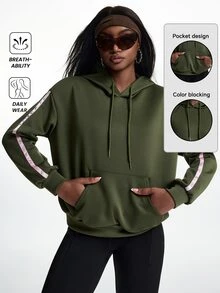 Innovista Innovista Casual Versatile Hooded Sweatshirt - Army Green - View 3