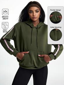 Innovista Innovista Casual Versatile Hooded Sweatshirt - Army Green - View 13