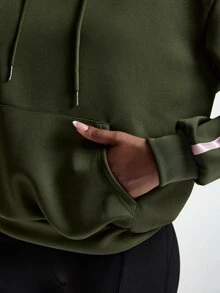 Innovista Innovista Casual Versatile Hooded Sweatshirt - Army Green - View 8