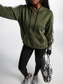 Innovista Innovista Casual Versatile Hooded Sweatshirt - Army Green - View 2
