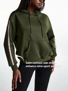 Innovista Innovista Casual Versatile Hooded Sweatshirt - Army Green - View 7