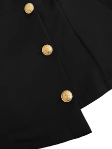 GlowEve CURVE Plus Size Women's Autumn/Winter Fashion Casual Comfortable Daily All-Match Versatile Black Blazer Jacket With Gold Buttons - Black - View 4