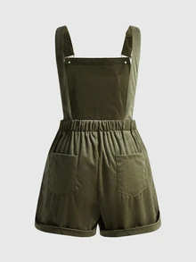 ROMWE Plus Size Vintage Embroidered Corduroy Jumpsuit, All-Match Versatile Style For Autumn/Winter - Green - View 2