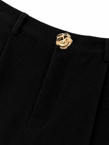 GlowEve CURVE Plus Solid Fold Pleated Wide Leg Pants - Black - View 6
