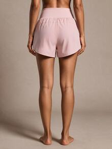 SHEIN Sports Light Pink Casual Slim-Fit Shorts With Lining - Pink - View 3