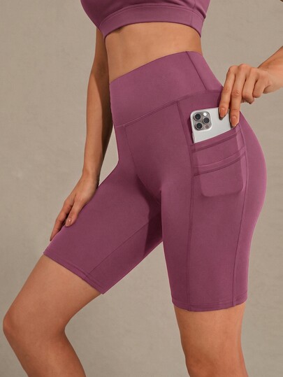Easithlete Easithlete Solid Biker Shorts With Phone Pocket