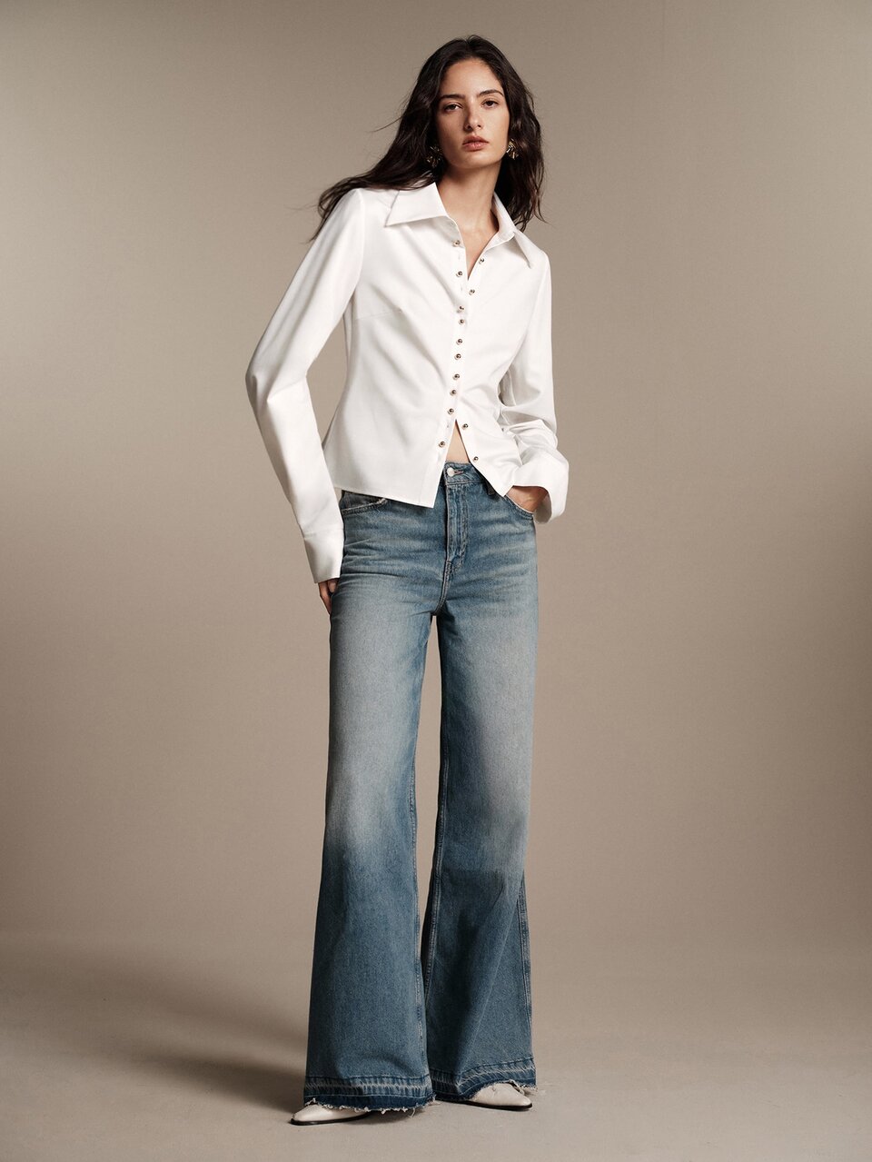 Anewsta Essential Women's Elegant Slim Fit Versatile Luxury Design Fashion High-End Long Sleeve Cinched Waist Blouse