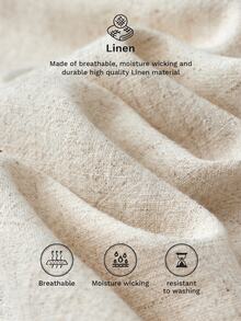 SHEIN LUNE 鈕扣前襟收腰A字版型無袖休閒度假優雅迷你洋裝，亞麻洋裝 - 杏色 - 查看 8