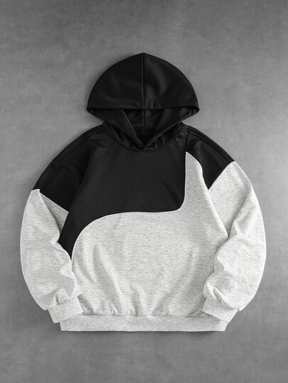 Street Life Men's Colorblock Casual Daily Wear Hooded Sweatshirt