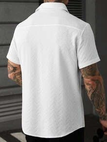 Manfinity CasualCool Men's Casual Solid Color Short Sleeve Shirt, Summer - White - View 2