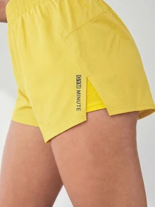 Eassivo Eassivo Casual Versatile Yellow Summer 2 In 1 Comfortable Non-See-Through Yoga Shorts - Yellow - View 7