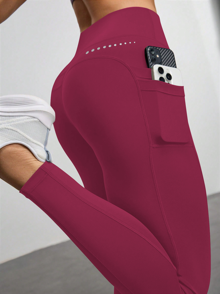 Eassivo Eassivo Women's Pocket Casual Versatile Daily Wear Sports Leggings - Hot Pink - View 4