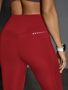 Eassivo Eassivo Women's Solid Color High Waist Sports Shorts - Red - View 2