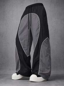 STYNVO Men's Striped Colorblock Drawstring Waist Loose Pants - Multicolor - View 1