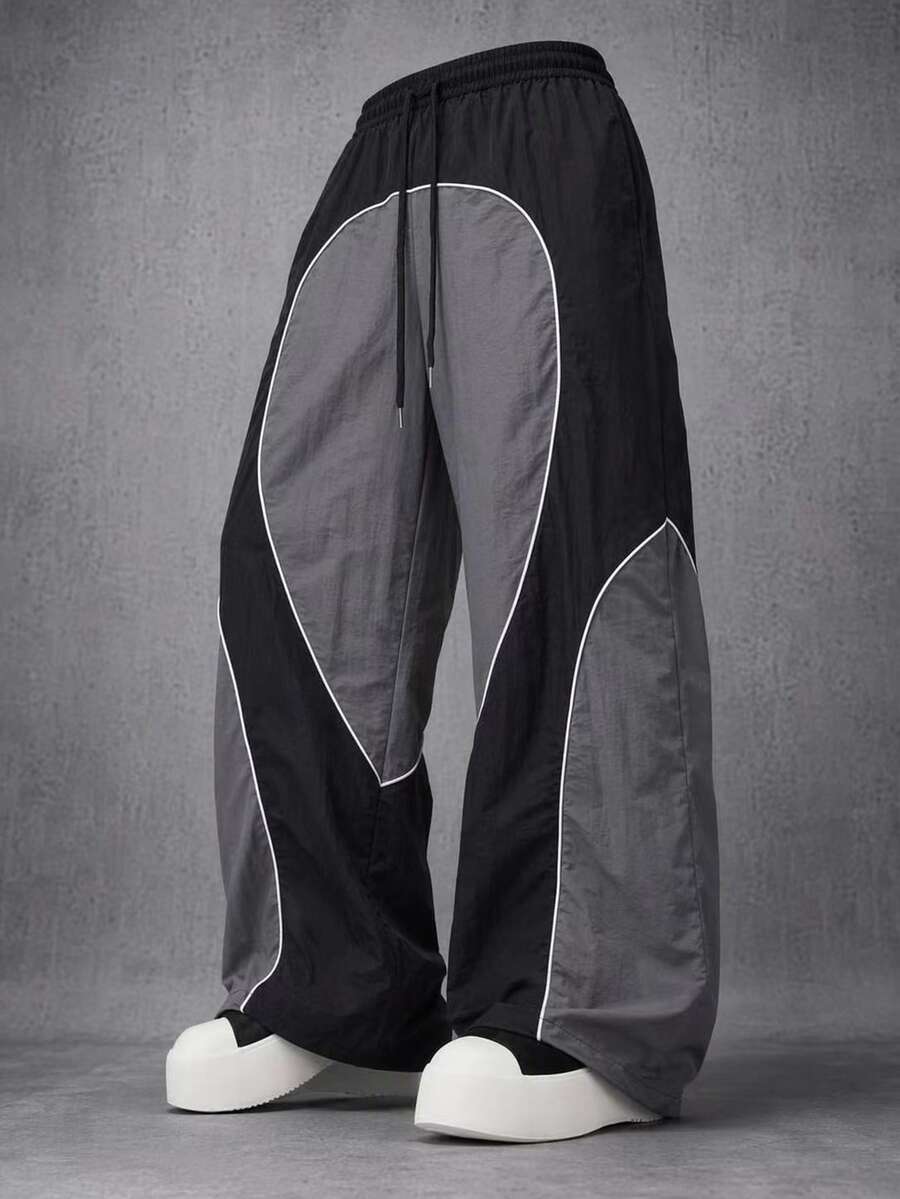 STYNVO Men's Striped Colorblock Drawstring Waist Loose Pants - Multicolor - View 1