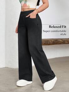 Flexra Plus Size Women's Casual Versatile Daily Wear Straight Leg Jeans - Black - View 4