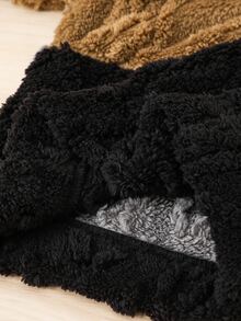 SHEIN 男童休閒刺繡毛絨拼接拼色連帽衛衣 - 彩色 - 查看 7