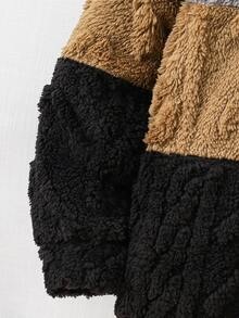 SHEIN 男童休閒刺繡毛絨拼接拼色連帽衛衣 - 彩色 - 查看 5