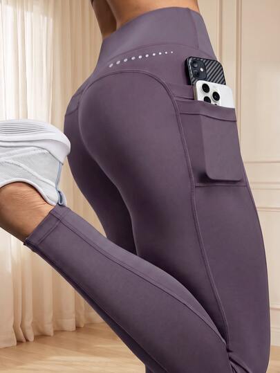 Eassivo Eassivo Celana Legging Fitness Kasual Pinggang Tinggi Wanita dengan Kantong, Celana Yoga