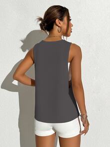 Eassivo Eassivo Women's Casual Solid Color Basic Sports Tank Top - Dark Grey - View 2