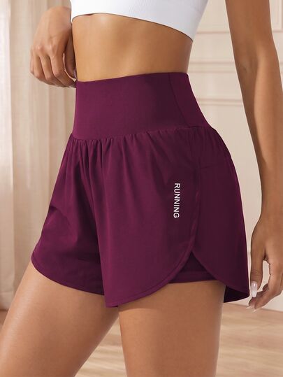 Eassivo Eassivo High Waist Slit Hem Sports Shorts For Chinese New YearWomen Sweat Short, Gym Short, Biker Short
